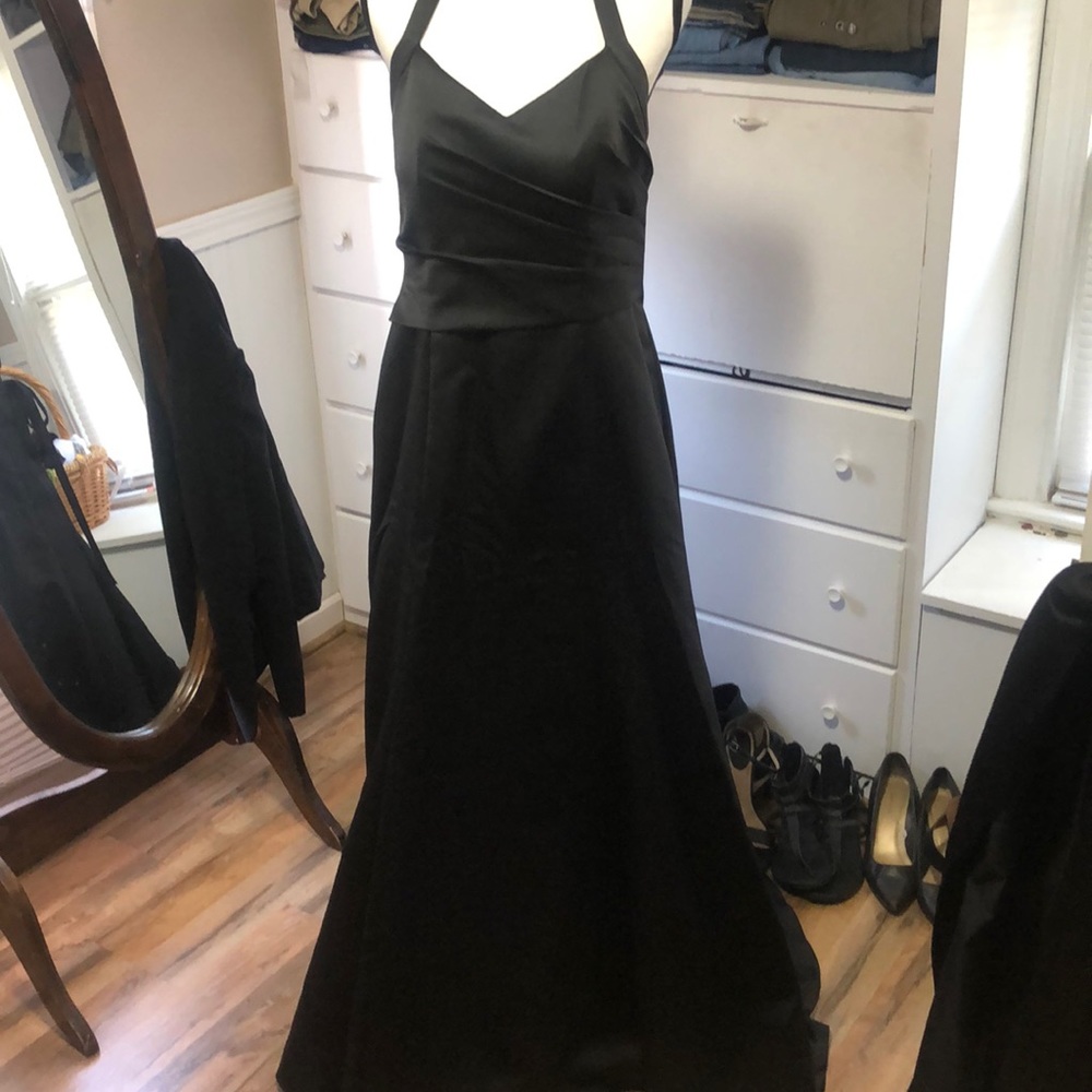 Black Prom Dress. Halter, fit n flare, train